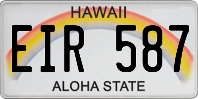 HI license plate EIR587