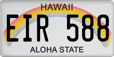 HI license plate EIR588