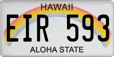 HI license plate EIR593