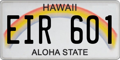 HI license plate EIR601