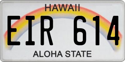 HI license plate EIR614