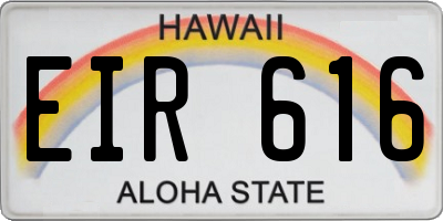 HI license plate EIR616