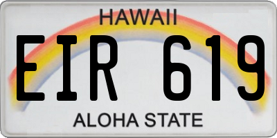 HI license plate EIR619