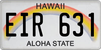 HI license plate EIR631