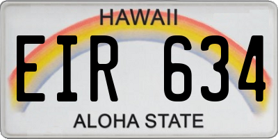 HI license plate EIR634