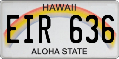 HI license plate EIR636