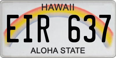 HI license plate EIR637