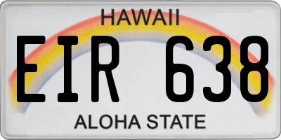 HI license plate EIR638
