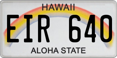 HI license plate EIR640