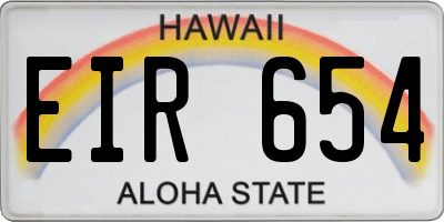 HI license plate EIR654