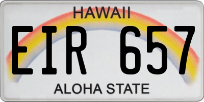 HI license plate EIR657
