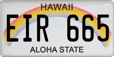 HI license plate EIR665
