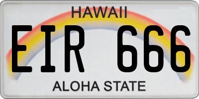 HI license plate EIR666