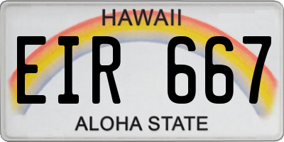 HI license plate EIR667