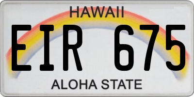 HI license plate EIR675