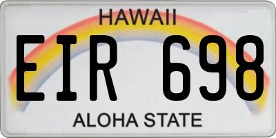 HI license plate EIR698