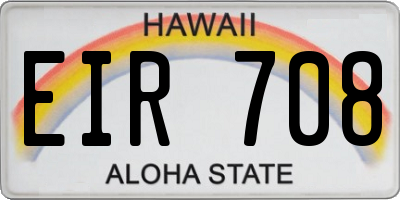 HI license plate EIR708