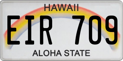 HI license plate EIR709