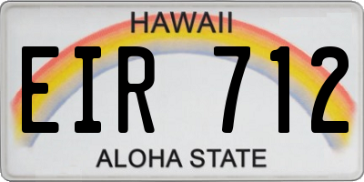HI license plate EIR712