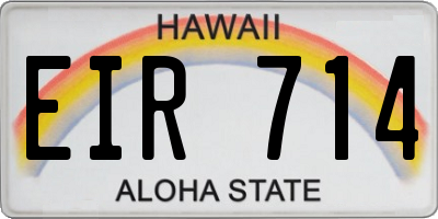 HI license plate EIR714