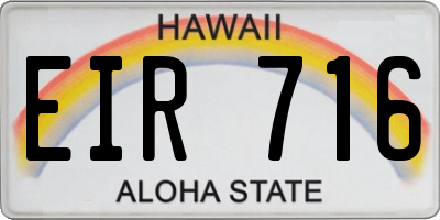 HI license plate EIR716