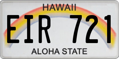HI license plate EIR721