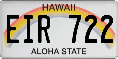 HI license plate EIR722
