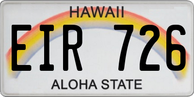 HI license plate EIR726