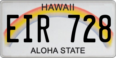 HI license plate EIR728