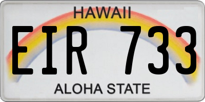 HI license plate EIR733