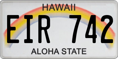 HI license plate EIR742