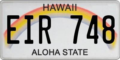 HI license plate EIR748