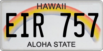 HI license plate EIR757