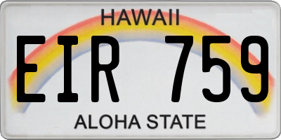 HI license plate EIR759