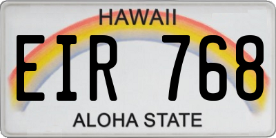 HI license plate EIR768