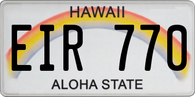 HI license plate EIR770