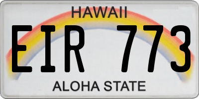 HI license plate EIR773