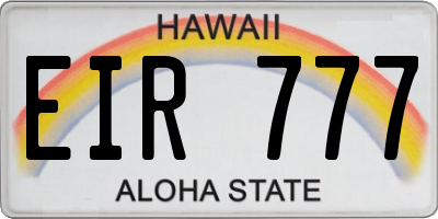 HI license plate EIR777