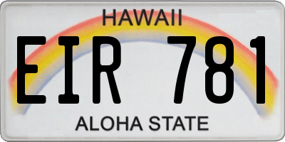 HI license plate EIR781
