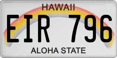 HI license plate EIR796