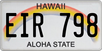 HI license plate EIR798