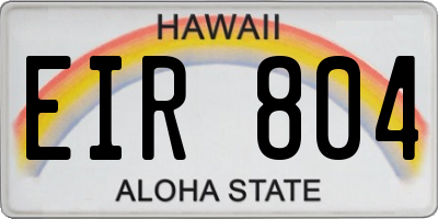 HI license plate EIR804