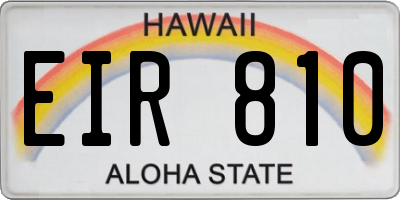 HI license plate EIR810