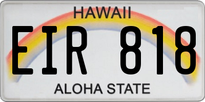 HI license plate EIR818