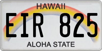 HI license plate EIR825