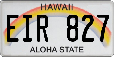 HI license plate EIR827
