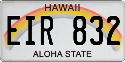 HI license plate EIR832