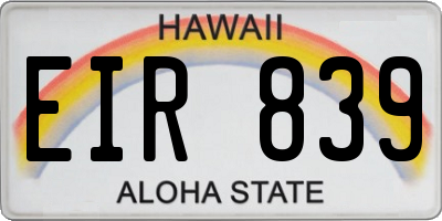 HI license plate EIR839
