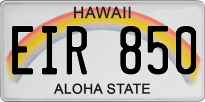 HI license plate EIR850