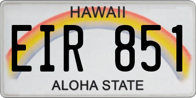 HI license plate EIR851